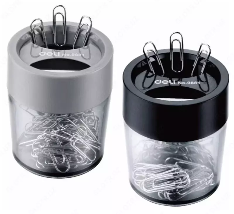 Магнитная скрепочница "Deli" пластиковый стакан (Арт. - 9881) Ассорти