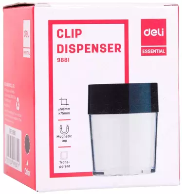 Магнитная скрепочница  Магнитная скрепочница "Deli" пластиковый стакан (Арт. - 9881) Ассорти