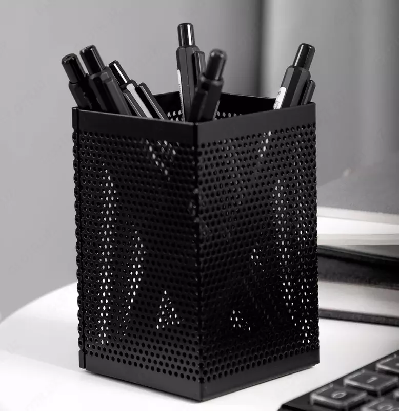 Stend - qalam va qalamlar uchun shisha "Deli" metall (Art. - 908) Qora