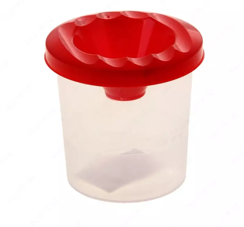 Стакан - непроливайка "Стамм" пластиковый, одинарный (Арт. - СН141) Прозрачный/красный