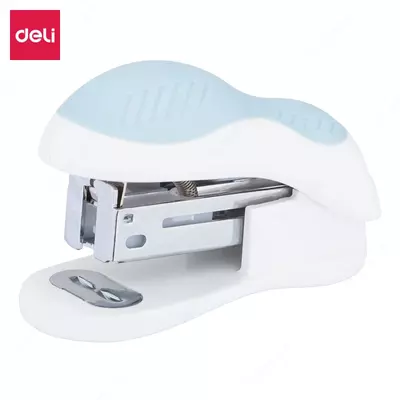Kantselyariya buyumlari uchun mini stapler "Deli" № 24/6, 15 varaq (Art. - 0304gr) Kulrang/oq