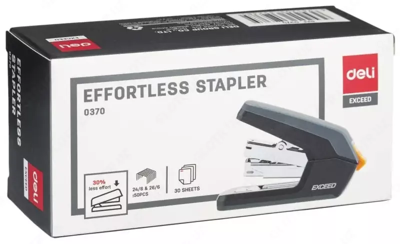 Канцелярский степлер "Deli Exceed" № 24/6, 30 листов (Арт. - 0370-bk) Черный