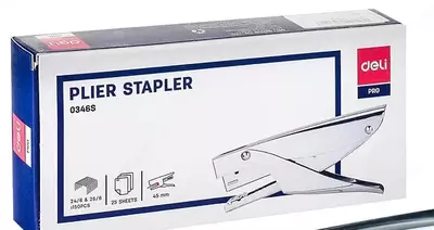 Канцелярский степлер-плаер "Deli" № 24/6, 25 листов (Арт. - 0346) Серебристый