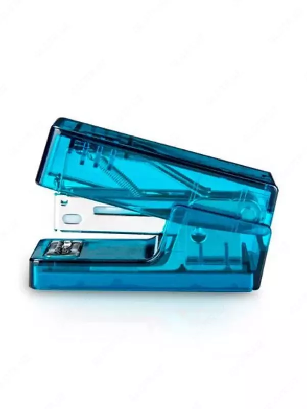 Kantselyariya buyumlari uchun mini stapler "Deli Nusign" № 24/6, 12 varaq (Art. - 083-F-NS-bl) Shaffof/Moviy