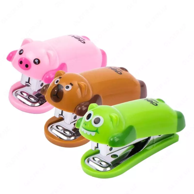 Канцелярский мини-степлер "Deli" № 10, 15 листов (Арт. - 0452) Ассорти