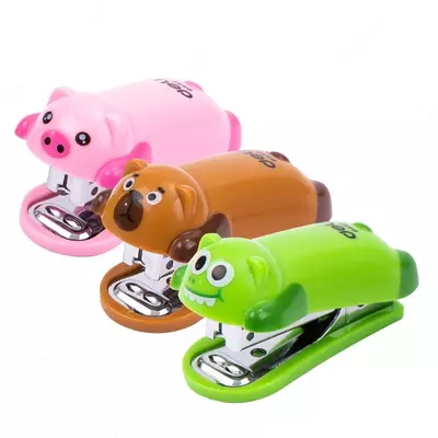 Канцелярский мини-степлер "Deli" № 10, 15 листов (Арт. - 0452) Ассорти