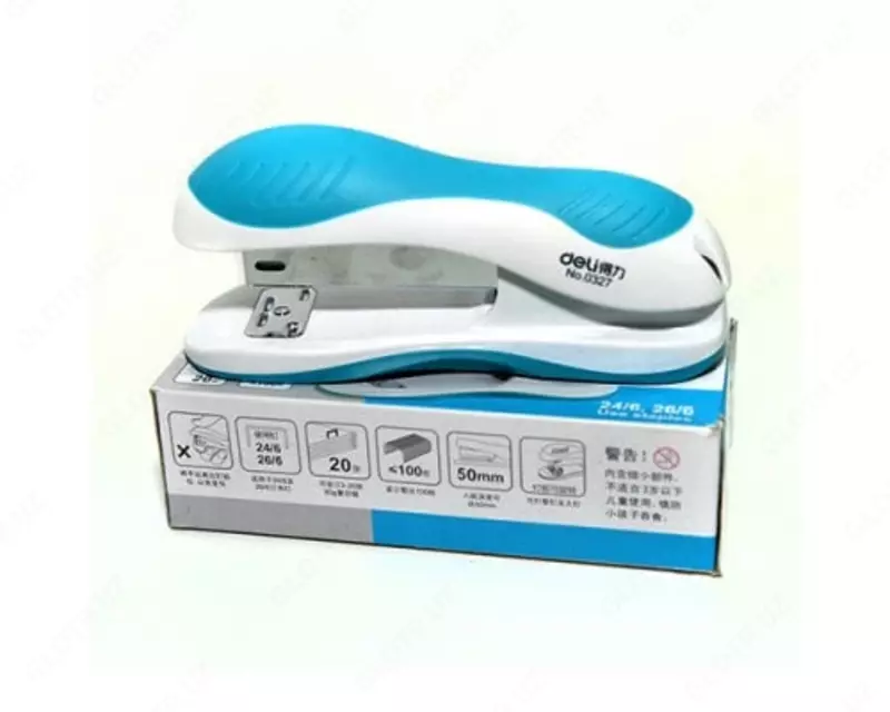 Канцелярский степлер "Deli" № 24/6, 20 листов (Арт. - 0327) Ассорти