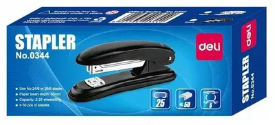 Канцелярский степлер "Deli" № 24/6, 25 листов (Арт. - 0344) Ассорти