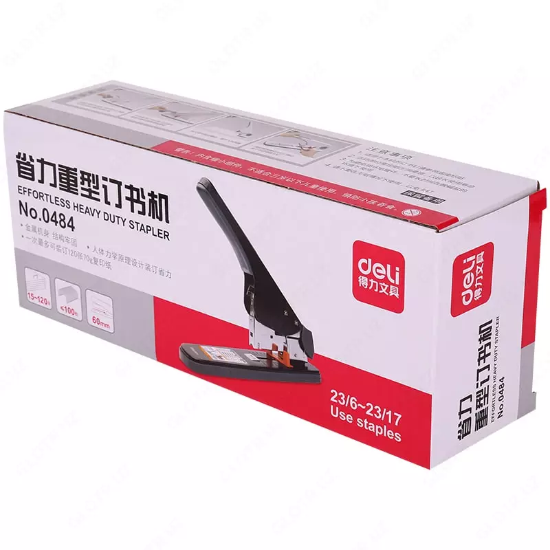 Канцелярский степлер "Deli" № N23/6-23/23, 120 листов (Арт. - 0484) Черный