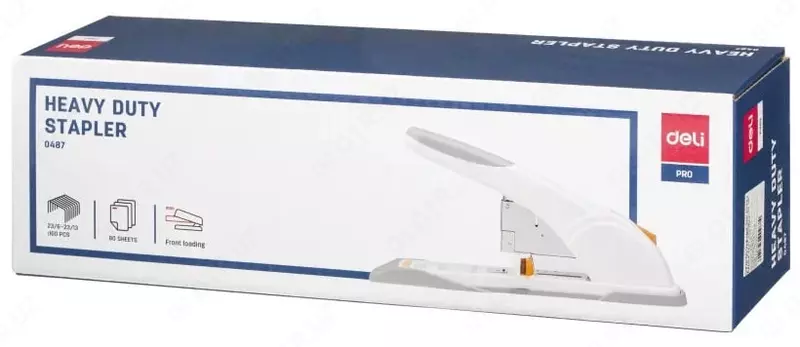 Канцелярский степлер "Deli PRO" № 23/6-23/13, 80 листов (Арт. - 0487) Белый/серый