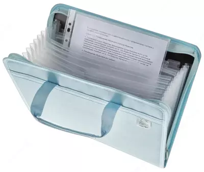 Сумка - портфель "Deli" 13 отделений, застежка молния (Арт.- 72561-bl) Голубой