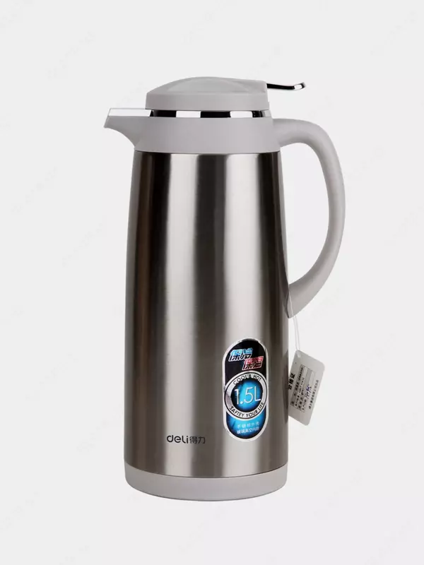 Термос вакуумный "Deli" 1.5 л (Арт. - 8961) Серебристый/серый