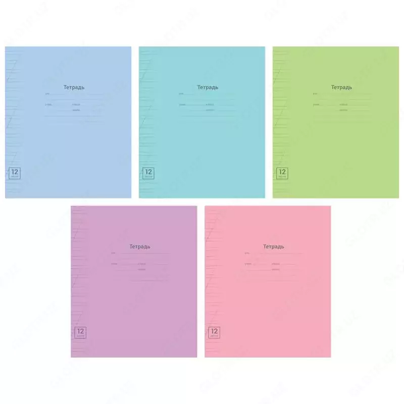 Maktab daftarchasi 12 varaqli ArtSpace "Mono pastel" qiya chiziq (Art. - T12nl_2445) Assortiment