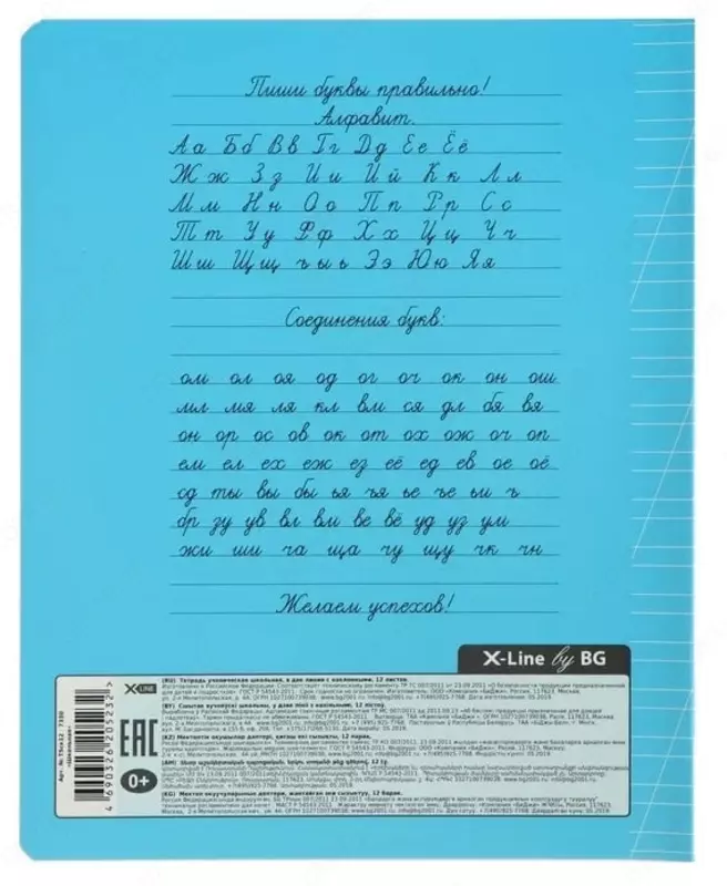 Тетрадь 12 листов BG "Школьная" косая линия (Арт. - Т5ск12_7330) Ассорти