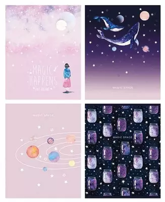 Тетрадь 60 листов BG "Волшебный космос" клетка (Арт. - Т5ск60_бл_9839) Блестки