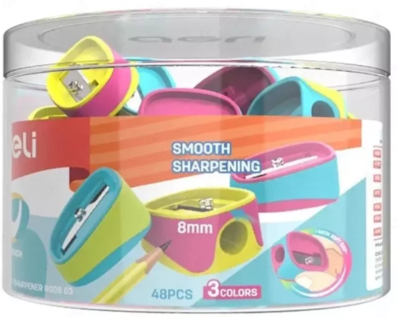 Plastik qalam o'tkirlagich Deli "U-touch" qo'llanmasi (Art.-00803-ER) Turli xil