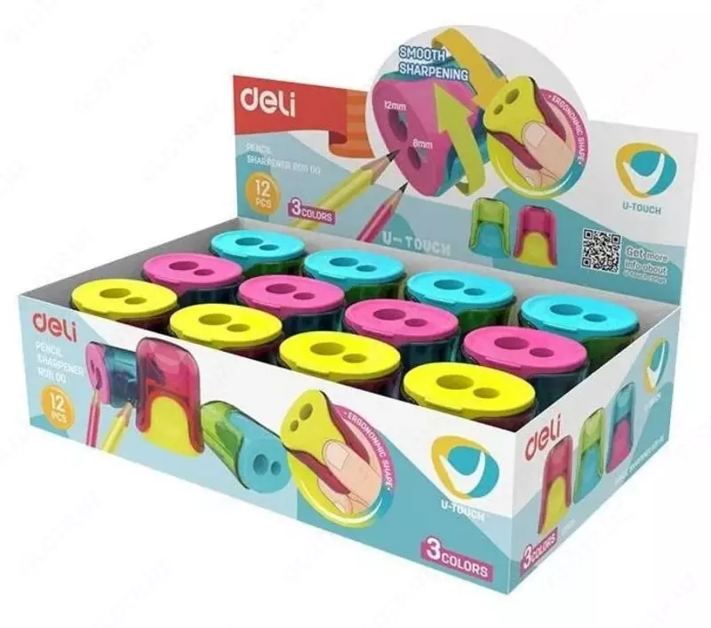 Deli "U-touch" plastik qalam o'tkirlagichi konteynerli qo'llanma (Art.-01100-ER) Turli xil
