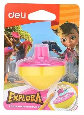 Deli "Explora Gyro" plastik qalam o'tkirlagichi konteynerli (Ref. - 01301-ER) Turli xil