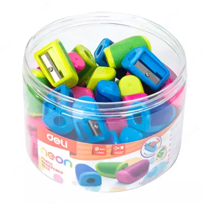 Plastik qalam o'tkirlagich Deli "NEON" qo'llanmasi (Art. - 0520) Turli xil