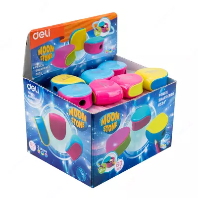 Deli "Moonstone" plastik qalam o'tkirlagichi konteynerli qo'llanma (kod - 0524) Turli xil