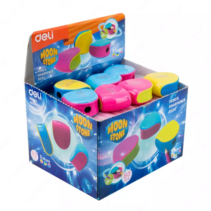 Deli "Moonstone" plastik qalam o'tkirlagichi konteynerli qo'llanma (kod - 0524) Turli xil