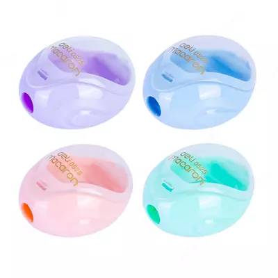 Deli "Macaron" plastik qalam o'tkirlagichi konteynerli qo'llanma (kod - 0525) Turli xil