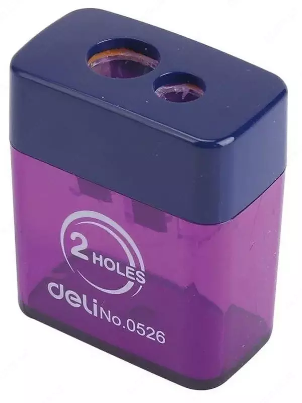 Plastik qalam o'tkirlashtirgich "Deli" konteynerli qo'llanma (kod - 0526) Turli xil