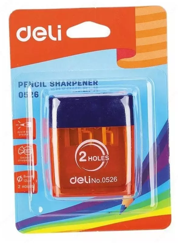 Plastik qalam o'tkirlashtirgich "Deli" konteynerli qo'llanma (kod - 0526) Turli xil