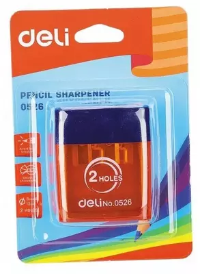 Plastik qalam o'tkirlashtirgich "Deli" konteynerli qo'llanma (kod - 0526) Turli xil