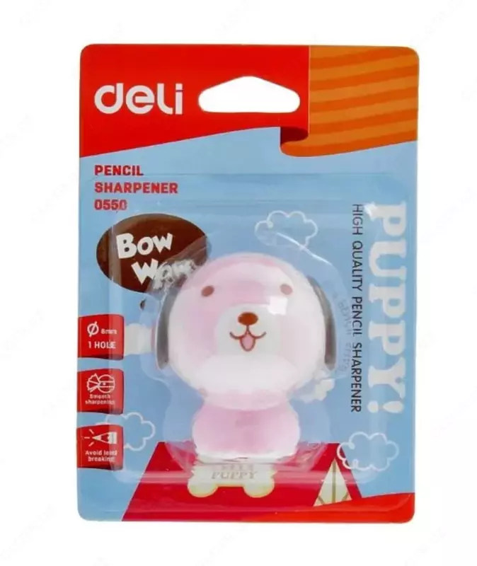 Plastik qalam o'tkirlagich Deli "Itlar" qo'llanmasi konteynerli (Art. - 0550) Turli xil