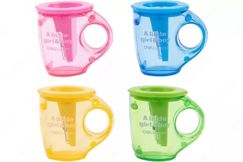 Plastik qalam o'tkirlashtirgich "Deli Cup" konteynerli qo'llanma (m.-0551) Turli xil