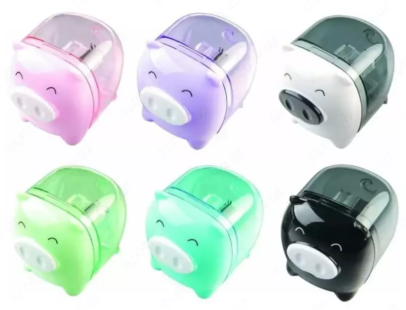 Пластиковая точилка для карандашей Deli "Piggy" ручная с контейнером (Арт. - 0557) Ассорти