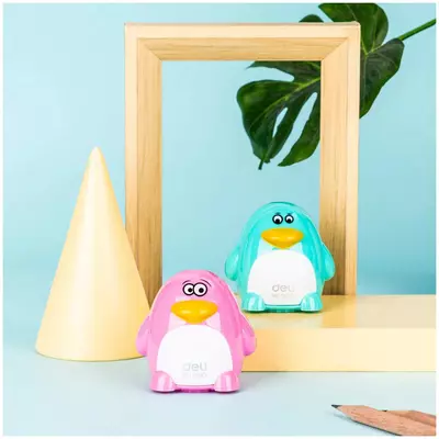 Plastik qalam o'tkir "Deli Penguin" qo'llanmasi konteynerli (kod - 0563) Turli xil