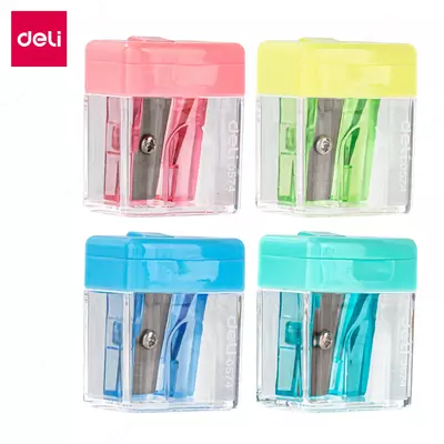 Deli "Cubic" plastik qalam o'tkirlagichi konteynerli qo'llanma (kod - 0574) Turli xil