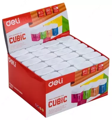 "Deli Cubic" plastik qalam o'tkirlagichi konteynerli qo'llanma (kod - 0576) Turli xil