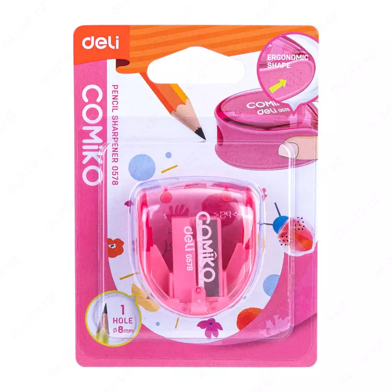 Deli "Comiko" plastik qalam o'tkirlagichi konteynerli qo'llanma (kod - 0578) Turli xil