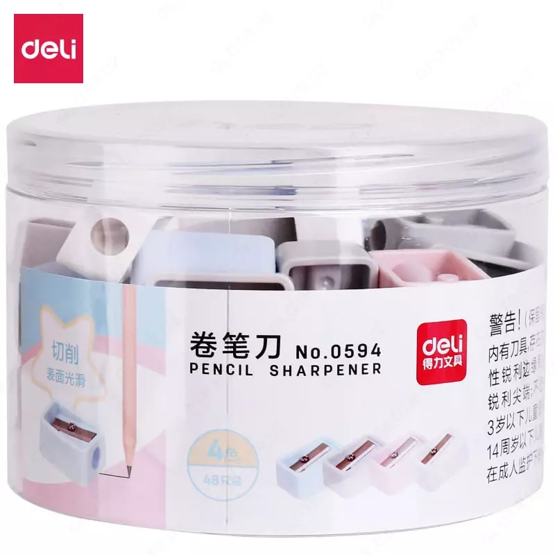 Пластиковая точилка для карандашей "Deli" ручная (Арт. - 0594) Ассорти