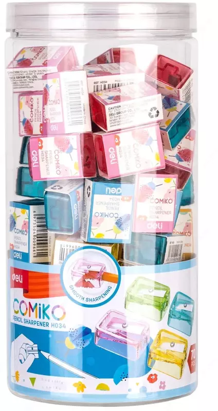 Пластиковая точилка для карандашей Deli "Comiko" ручная (Арт. - 034-H) Ассорти