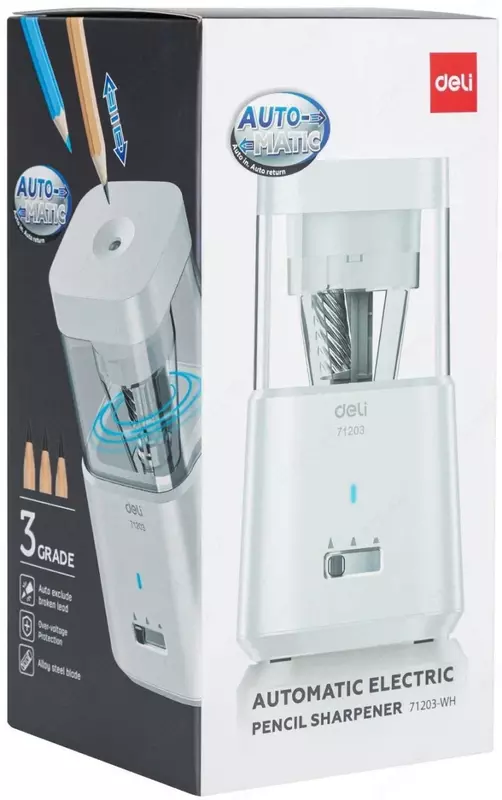 Электрическая точилка для карандашей "Deli" настольная (Арт. - 71203-wt) Белая