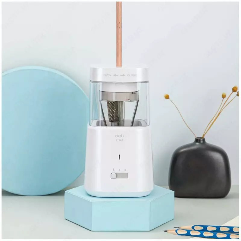 Электрическая точилка для карандашей "Deli" настольная (Арт. - 71203-wt) Белая