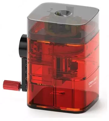 Mexanik qalam o'tkirlagich "Deli" ish stoli (Ref. - 71162rd) Shaffof/Qizil