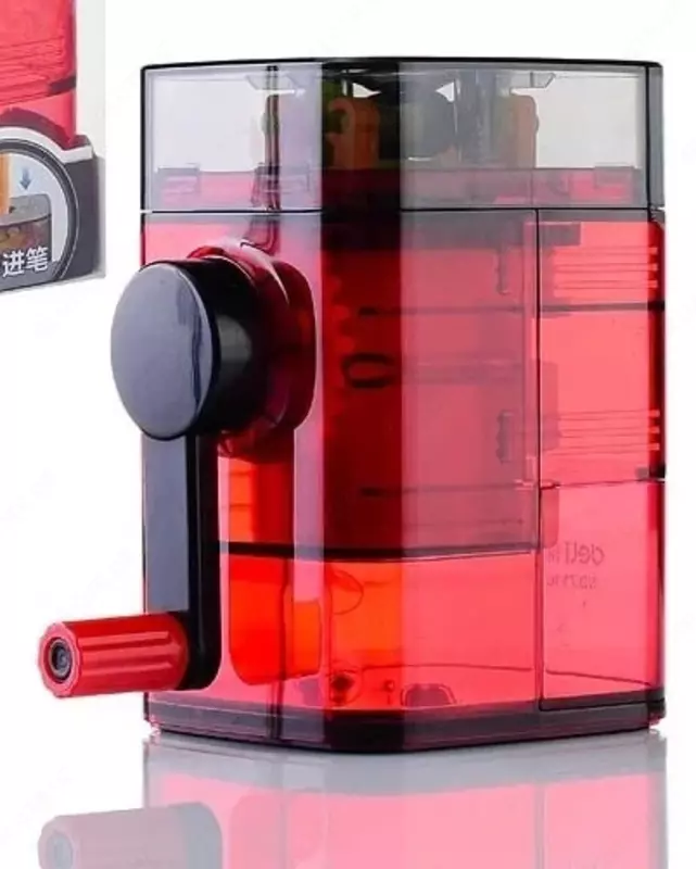 Mexanik qalam o'tkirlagich "Deli" ish stoli (Ref. - 71162rd) Shaffof/Qizil