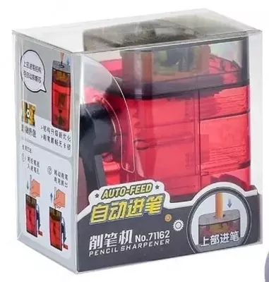 Mexanik qalam o'tkirlagich "Deli" ish stoli (Ref. - 71162rd) Shaffof/Qizil