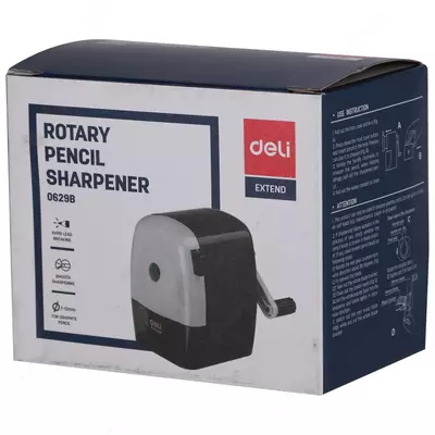Механическая точилка для карандашей "Deli Extend" настольная (Арт. - 0629B) Серая/черная