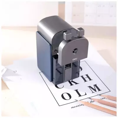 Механическая точилка для карандашей Deli "Mokka" настольная (Арт. - 10230ER) Синяя/серая