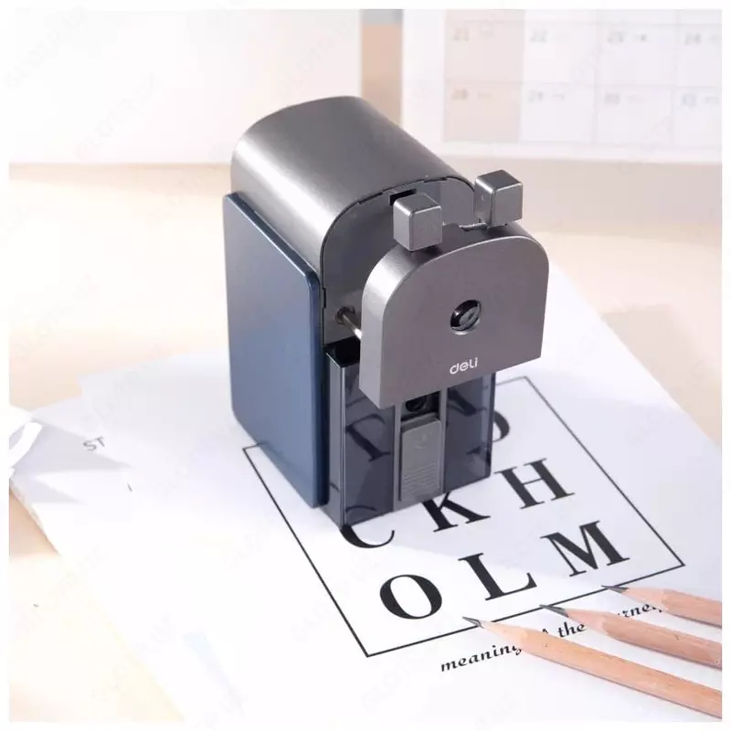 Механическая точилка для карандашей Deli "Mokka" настольная (Арт. - 10230ER) Синяя/серая