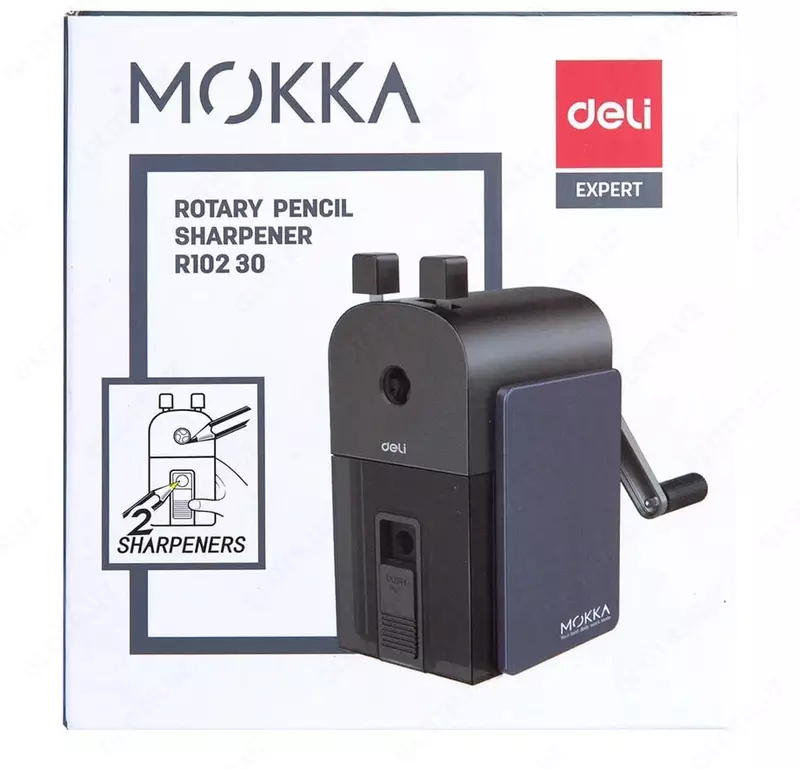 Механическая точилка для карандашей Deli "Mokka" настольная (Арт. - 10230ER) Синяя/серая