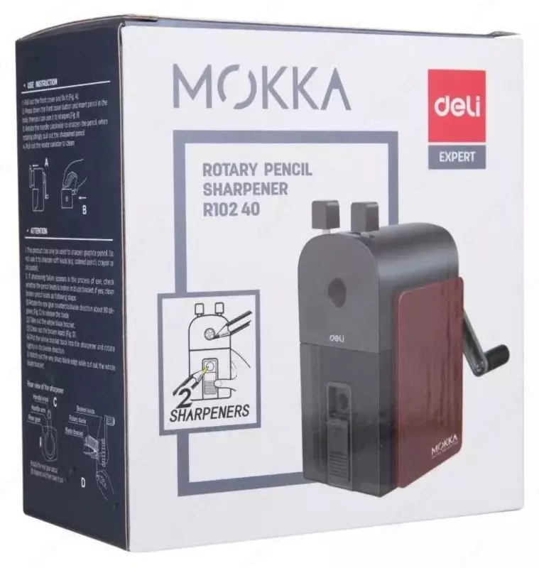 Механическая точилка для карандашей Deli "Mokka" настольная (Арт. - 10240ER) Красная/серая