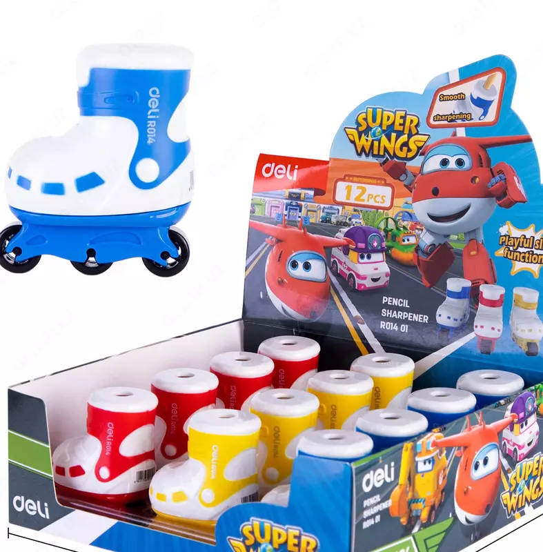 Пластиковая точилка-коньки для карандашей Deli "Magic Wings" ручная с контейнером (Арт. - 01401-ER)