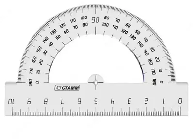 Пластиковый транспортир Стамм "Crystal" 10см, 180 гр. (Арт. - ТР12) Прозрачный